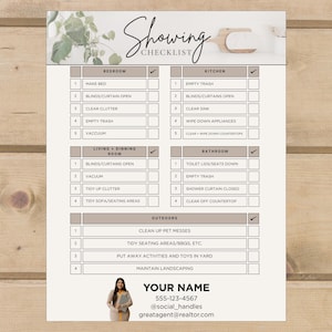 Real Estate | Seller Showing Checklist | Listing Template | Pre Listing| Listing Agent Tools| Real Estate Template | Realtor Template