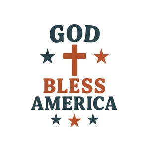 God Bless America Christian 4th of July Shirt Design | Patriotic Sublimation PNG | Faith and Freedom Printable | Transparent Background