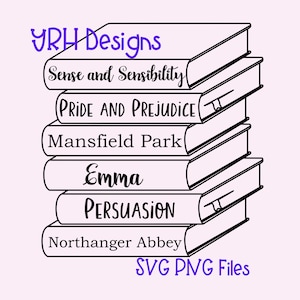 Jane Austen Bookstack SVG PNG Bestanden
