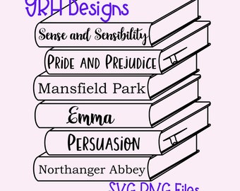 Jane Austen Bookstack SVG PNG Files