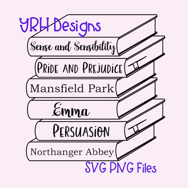 Jane Austen Bookstack SVG PNG Files