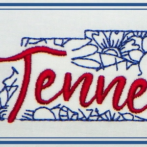 Kaart Tennessee-Staat-5X7-CF-NLS (1 machineborduurontwerp)