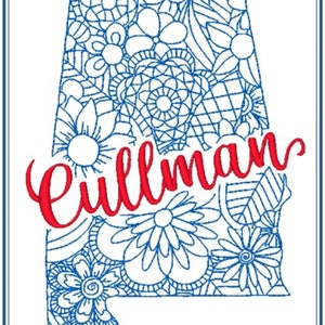 Alabama-State-Map-Cullman-5x7-CR-CF-NLS (1 Machine Borduurontwerp)