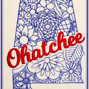 Kaart Alabama-Staat-Ohatchee-5x7-CR-CF-NLS (1 machineborduurontwerp)