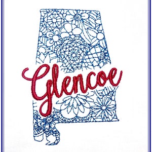 Alabama-Map-Glencoe-4 x 4-CR-CF-NLS (1 motif de broderie machine)