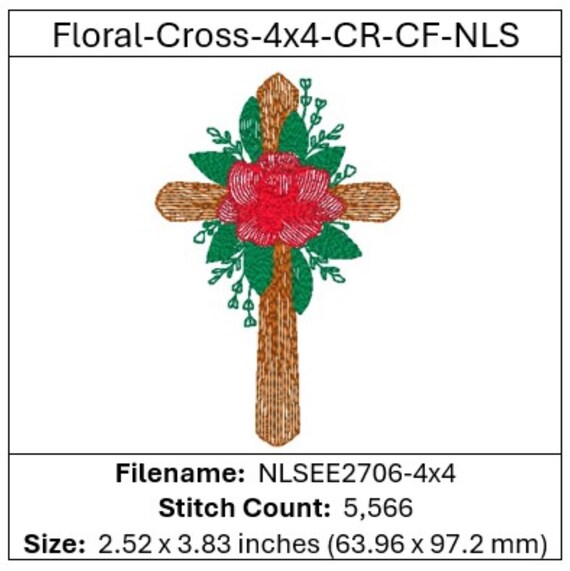 Floral-cross-4x4-cr-cf-nls (1 Machine Embroidery Design) - Etsy