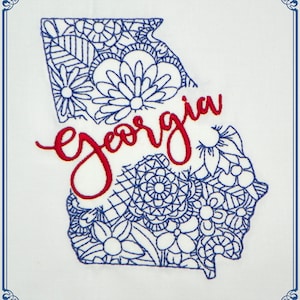 Kaart Georgia-State-5X7-CF-NLS (1 machineborduurontwerp)
