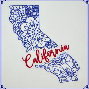 Kaart California-State-5X7-CF-NLS (1 machineborduurontwerp)