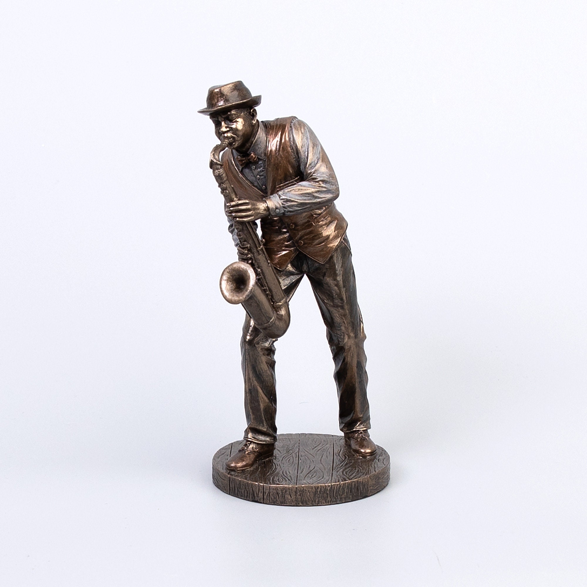 DECO GEMME Jazz Musique Sculpture,Figurine Jazzman Joueur Saxophone,  Statuette Musicien Jazzman Joueur Saxophone