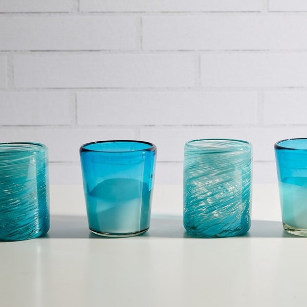 Discover Perfect Handblown Blue Glasses - Set of 4