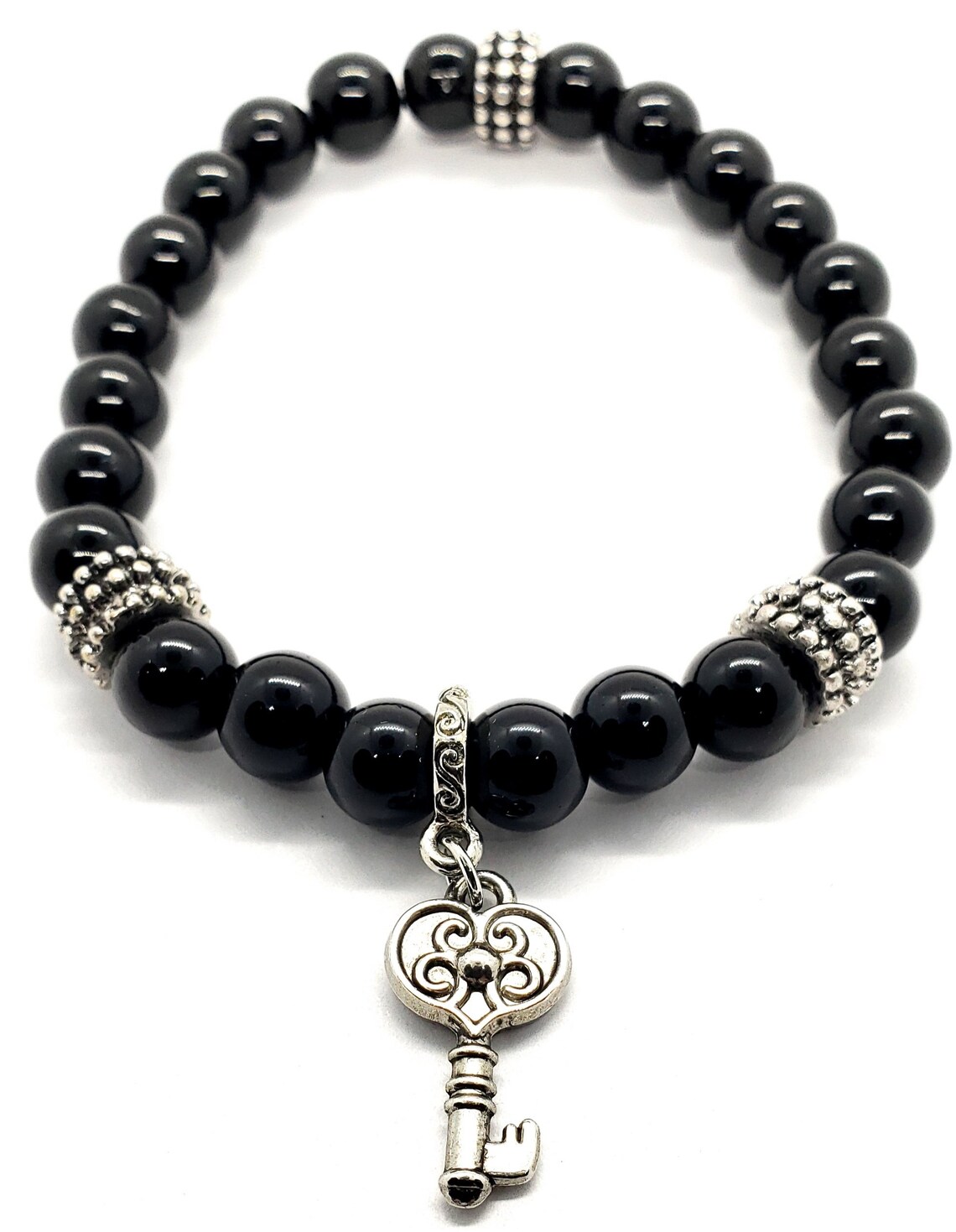 Women's Black Onyx Bracelet Gemstone Bracelet Silver Etsy