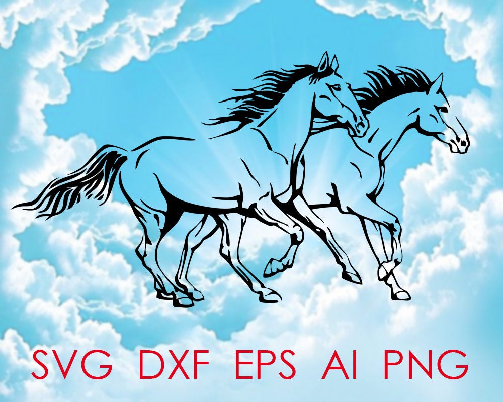 Galloping horses SVG file for cricut Running horses Svg Wild Etsy