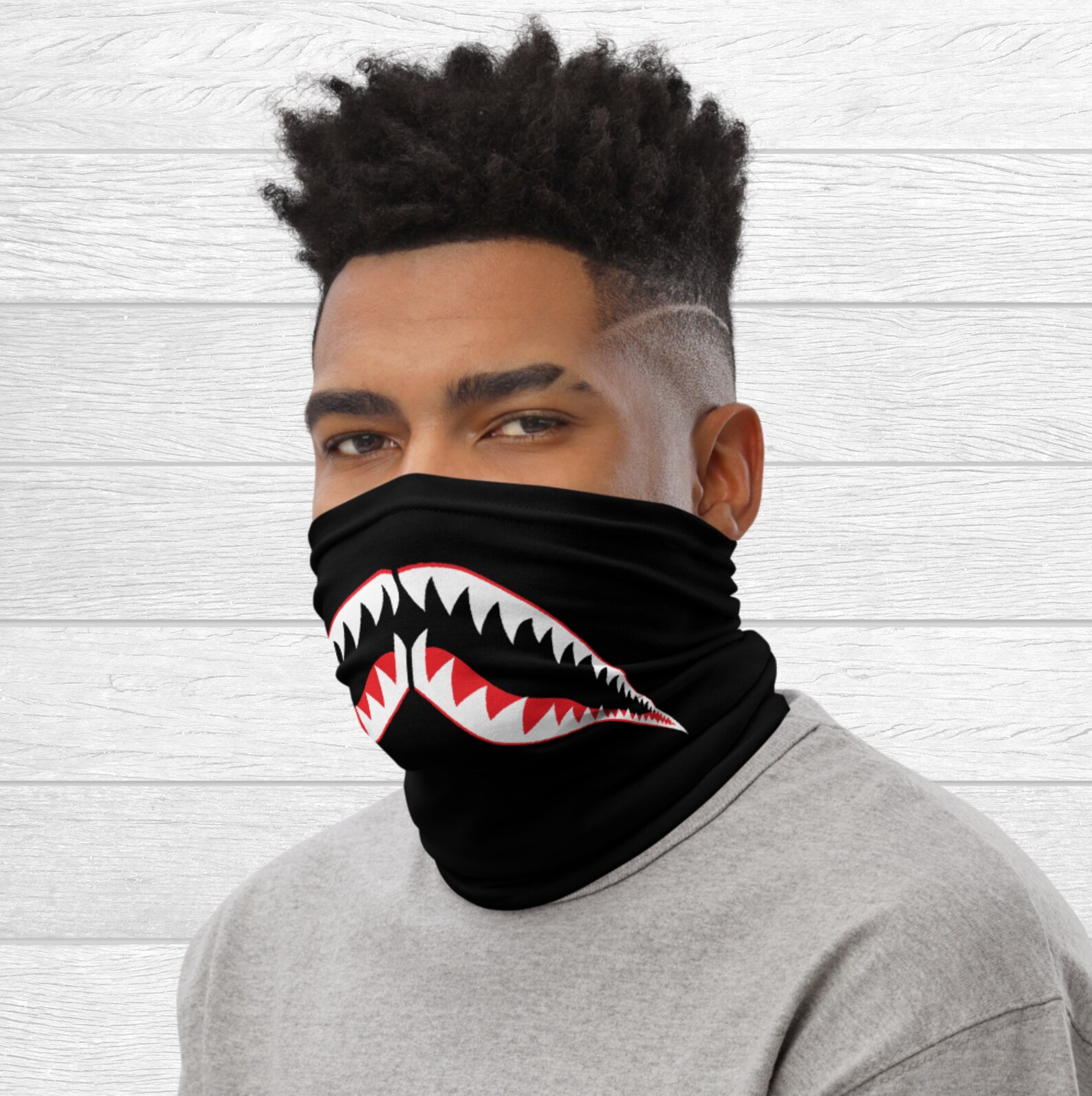 Shark Face Mask Neck Gaiter Shark Teeth Washable and | Etsy