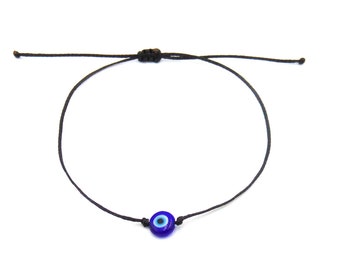 Men Bracelet Evil Eye Bracelet Blue Eye Bracelet Black String Bracelet Greek Evil Eye Protection Bracelet Minimalist Jewelry Birthday Gift