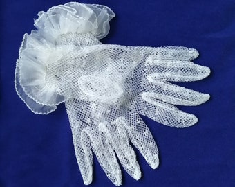 Gants en dentelle blanche simples de 25 cm (10 po.) - Séance photo cosplay pour finissants de mariage, bal de promo
