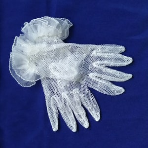 10" Simple White Lace Gloves - Cosplay Photo shoot Wedding Party Grads Prom