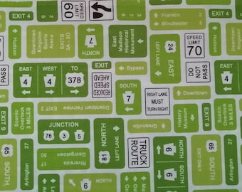 Out N About - Traffic Signs Fabric - by Robert Kaufman - 100% Cotton