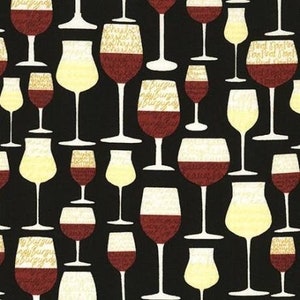 Time to Wine - Wine Glasses Fabric - Timeless Treasures - 100% Cotton