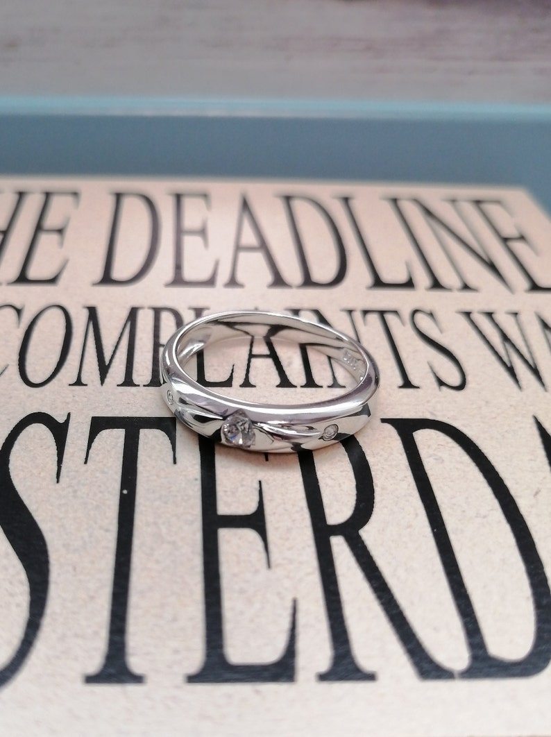 Sterling Silver Crystal Ring 925 stamped 18mm 17mm