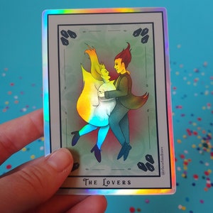The Lovers Tarot Card Holographic Sticker