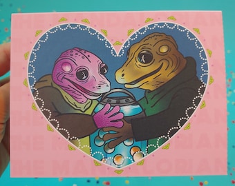 Frog Couple from Star Wars The Mandalorian Romantic/Love/Anniversary Greeting Card/Valentine