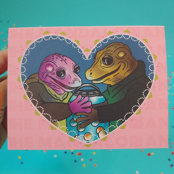 Frog Couple from Star Wars The Mandalorian Romantic/Love/Anniversary Greeting Card/Valentine