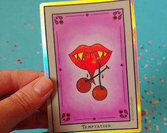 Temptation Tarot Card Holographic Sticker
