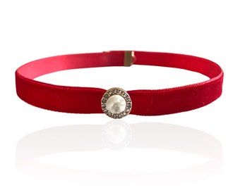 Red Velvet Choker|Best Seller| Red Choker | Velvet Choker with Pendant