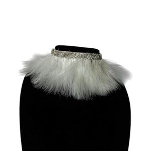 Wedding Necklace White Necklace with Fur and Rhinestone
