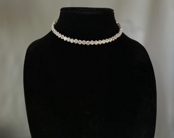 Wedding necklace single strand rhinestone choker formal necklace with earrings rhinestone