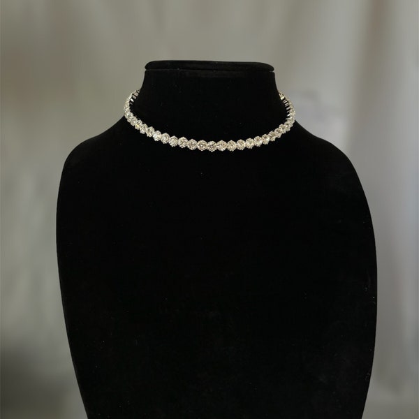 Wedding necklace single strand rhinestone choker formal necklace with earrings rhinestone