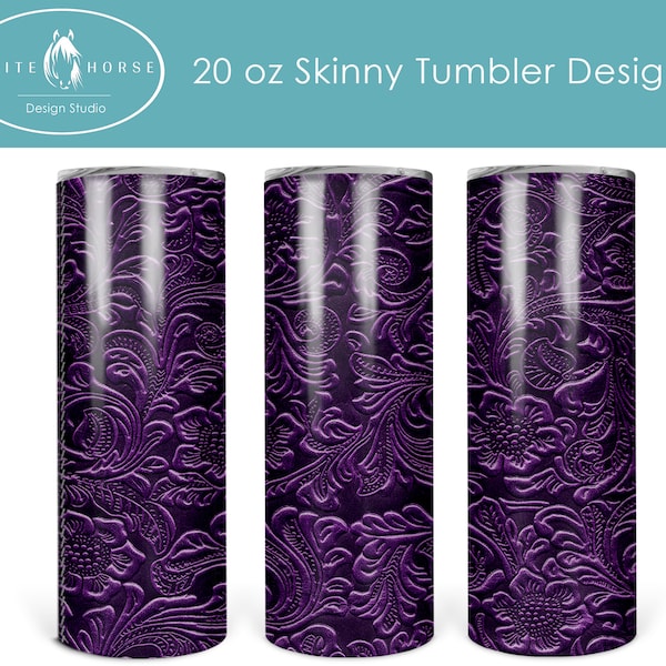 Purple Tooled Leather Wrap - 20 oz  Tumbler SUBLIMATION DESIGN