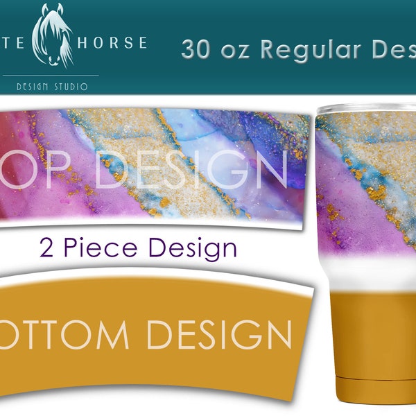 Abstract Alcohol inks & Glitter Swirl - Golden Base - 30 oz Regular Tumbler SUBLIMATION DESIGN