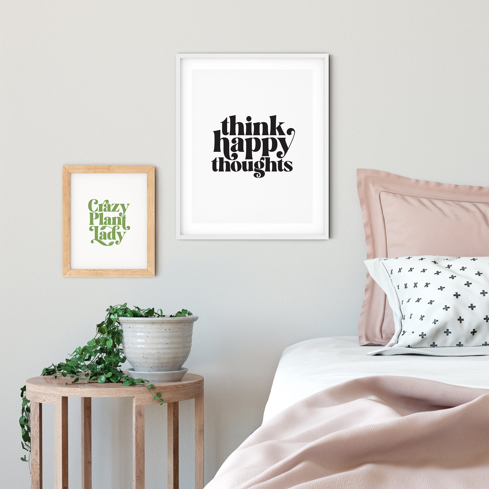 Think Happy Thoughts Wall Art Printable Digital Download Etsy