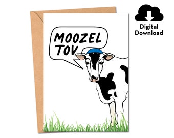 Funny Bar Mitzvah / Bat Mitzvah / Wedding / Moozel Tov Digital Printable Card