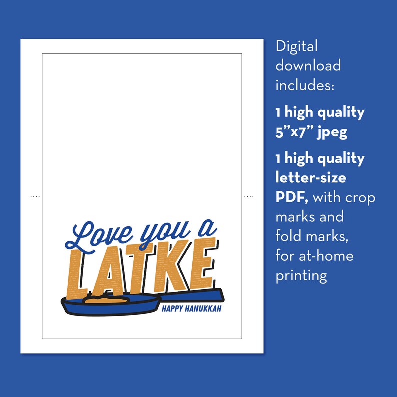 Love you a Latke Hanukkah Card Digital Download Printable image 2