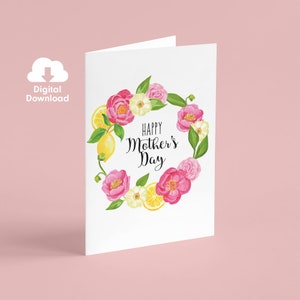 Alles Gute zum Muttertag • Blumen • Druckbare Karte • Zu Hause • Digitaler Download • Kartenvorlage