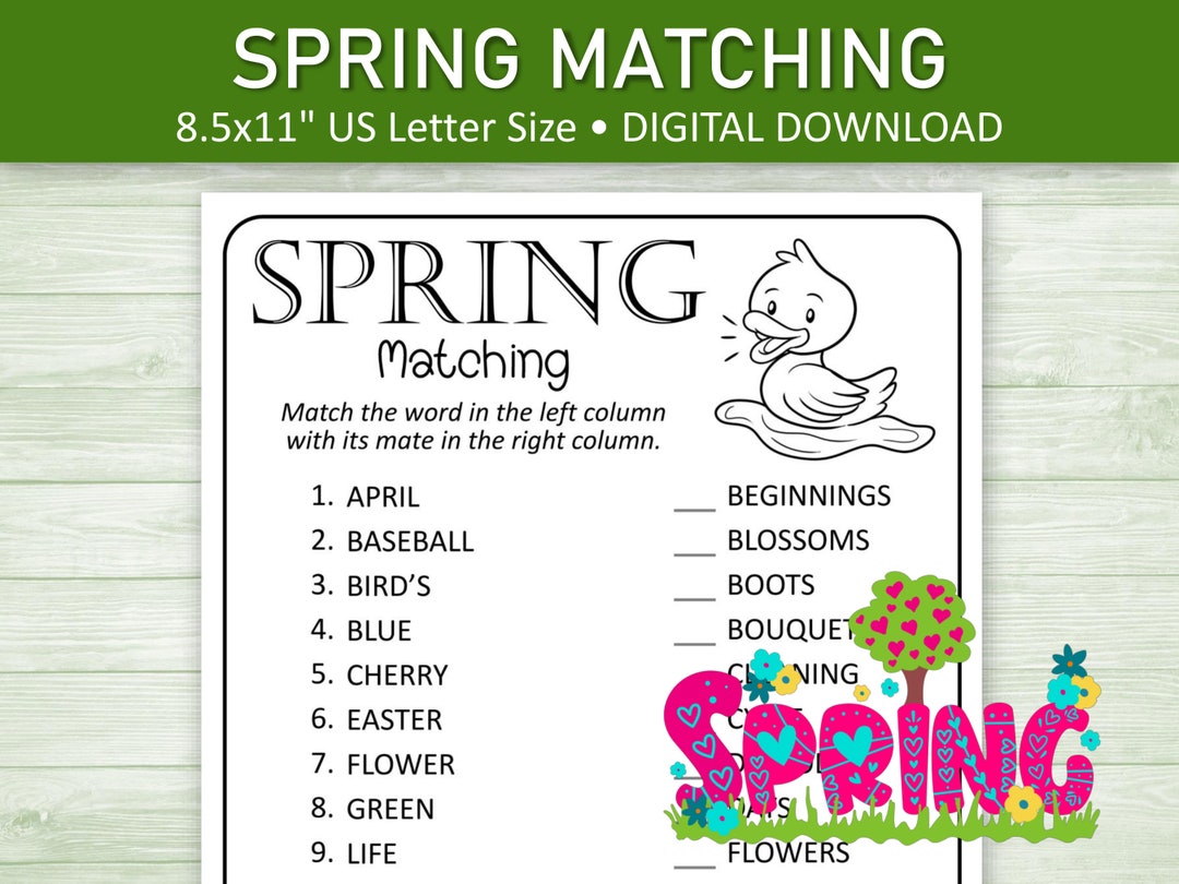 Spring Matching Game Printable Spring-themed Matching Game - Etsy
