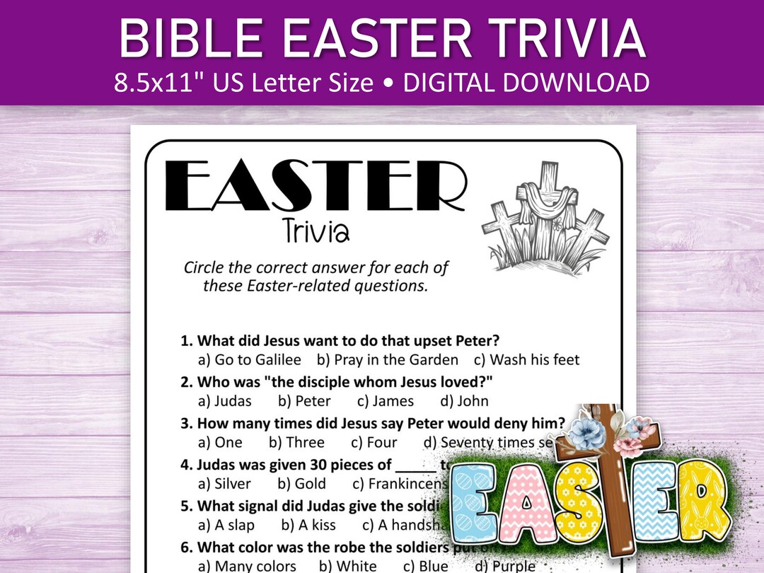 Bible Easter Trivia Printable Game for Kids and Adults Fun - Etsy