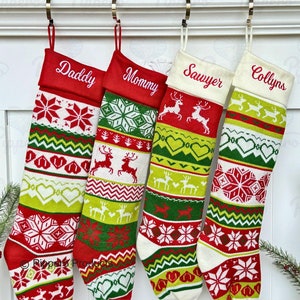 Extra großer personalisierter Strumpf, langer benutzerdefinierter Strumpf, Familienstrickstrümpfe, Neonstrumpf, gestickter Strumpf, Weihnachtsstrümpfe