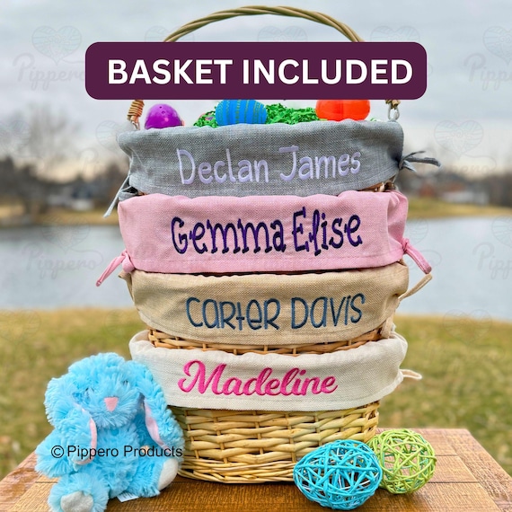 Personalized Wicker Easter Basket with Liner,  Customized Easter Basket with Liner, Boy's Easter Basket, Girl's Easter Basket
