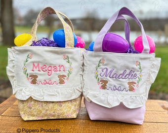 Vintage Personalized Easter Basket for Toddler or Small Child, Customized Embroidered Easter Basket, Kid&#39;s Easter Basket,Antique Easter Tote