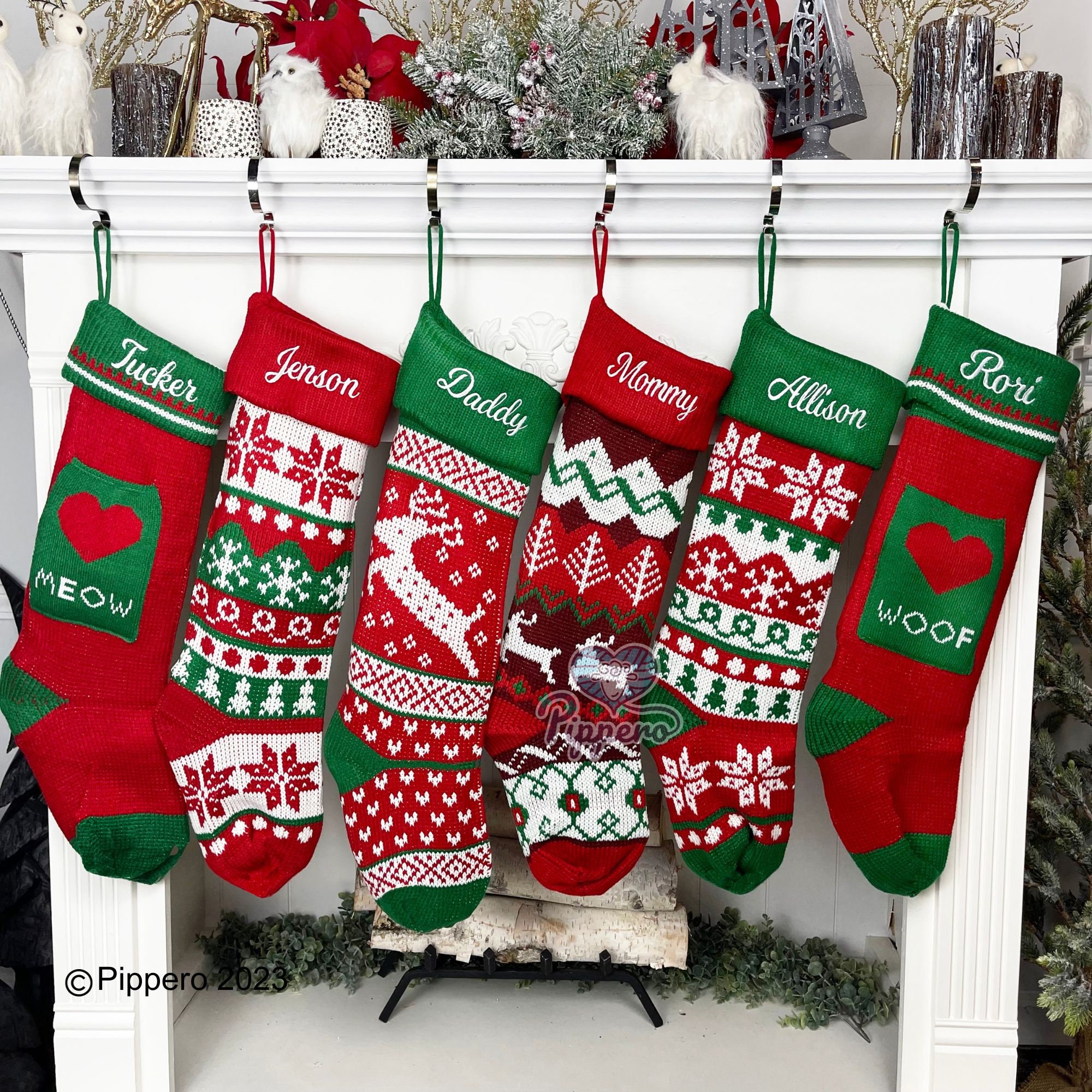  60 Pcs Felt Christmas Stockings 15 Inch Party Favors Stockings  Xmas Decoration Stockings Rustic Christmas Santa Stockings for Christmas  Holidays Anniversaries Home Bedroom (White Trim, Red Green) : Home & Kitchen