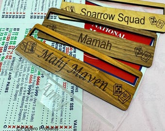 Mahjong Line Finder Reader Personalized Wooden or clear Acrylic Custom Mah Jongg Lover Gift Mahj group tournament with Mahjong tile accents