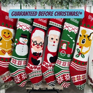 Extra Large Personalized Stocking, Long Custom Stocking, Family Knit Stockings, Embroidered Stocking, Christmas Stockings