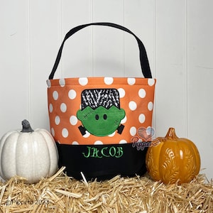 Trick or Treat Bag | Trick or Treat Bucket | Halloween Bag | Halloween Basket | Halloween Bucket | Halloween Tote Frankenstein