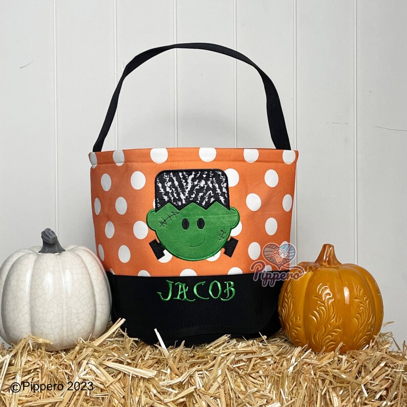 Trick or Treat Bag | Trick or Treat Bucket | Halloween Bag | Halloween Basket | Halloween Bucket | Halloween Tote Frankenstein
