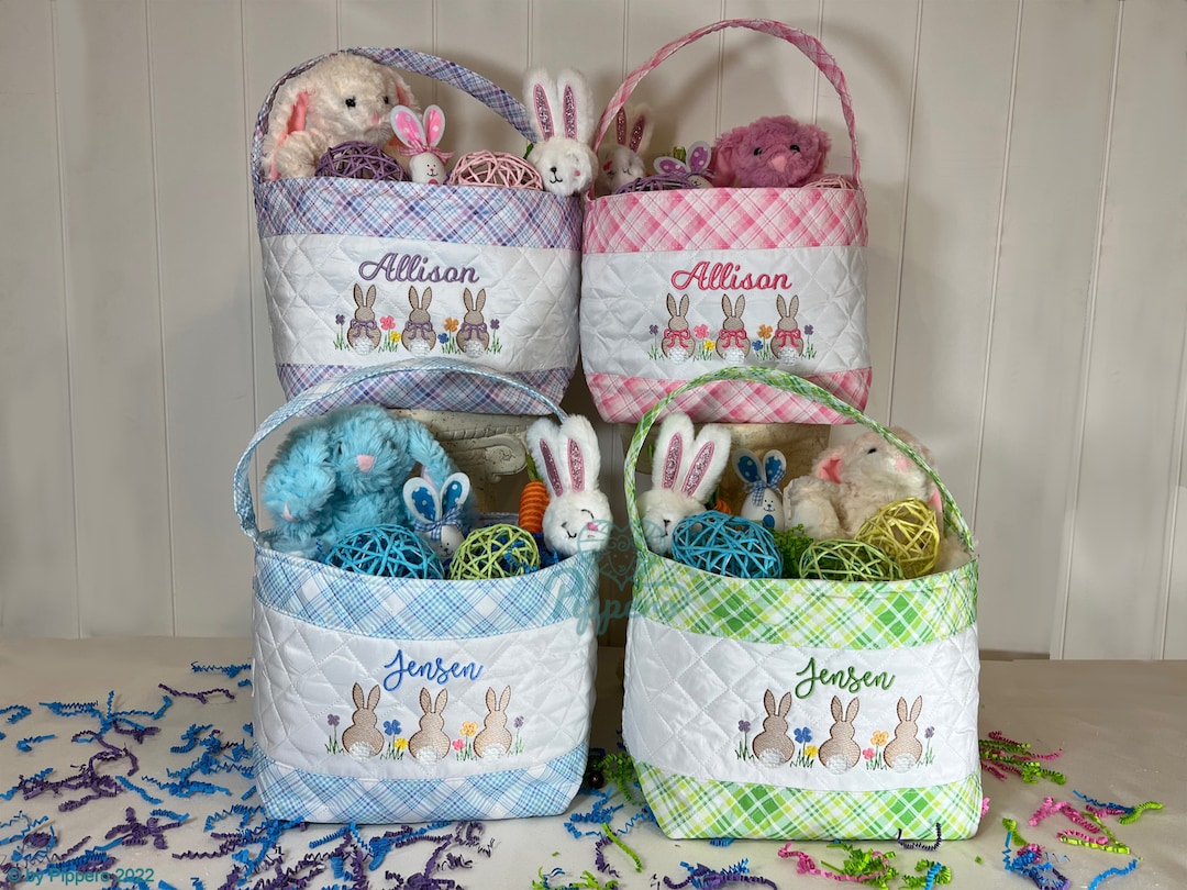 Personalized Quilted Easter Basket, Customized Easter Basket, Kid's Easter Basket, Embroidered