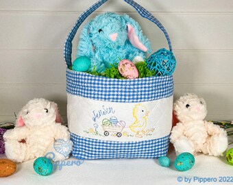 Personalized Quilted Easter Basket,  Customized Easter Basket, Kid's Easter Basket, Embroidered Basket