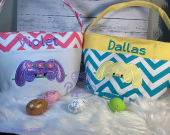 Personalized Easter Basket,  Customized Easter Basket, Kid's Easter Basket, Embroidered Basket, Vintage Easter Basket